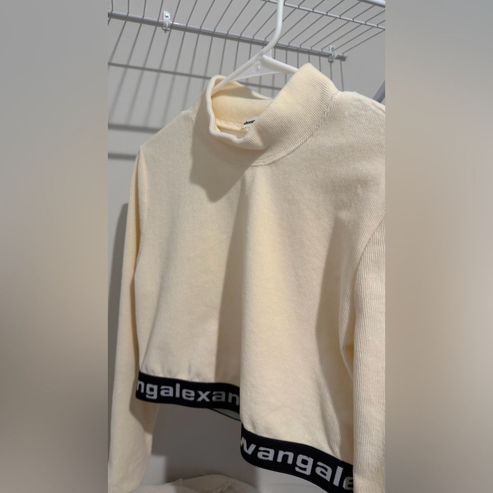 Alexander Wang Ivory Cropped Top with Logo Band - Picture 6 of 7
